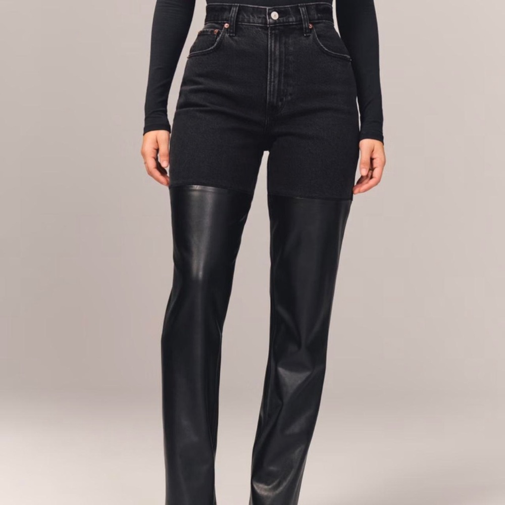 Abercrombie mixed Jean and leather pant